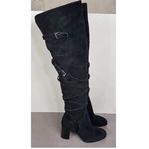 Sam Edelman 'Sable' Over the Knee Boot Black Suede Womens Size 5 M